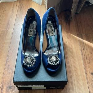 Badgley Mischka Navy Satin Heels